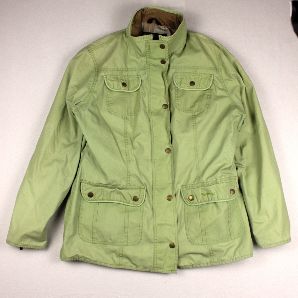Barbour Utility Lumi Jacket Womens 12 Green Waterproof  Outdoor Lined Pockets
